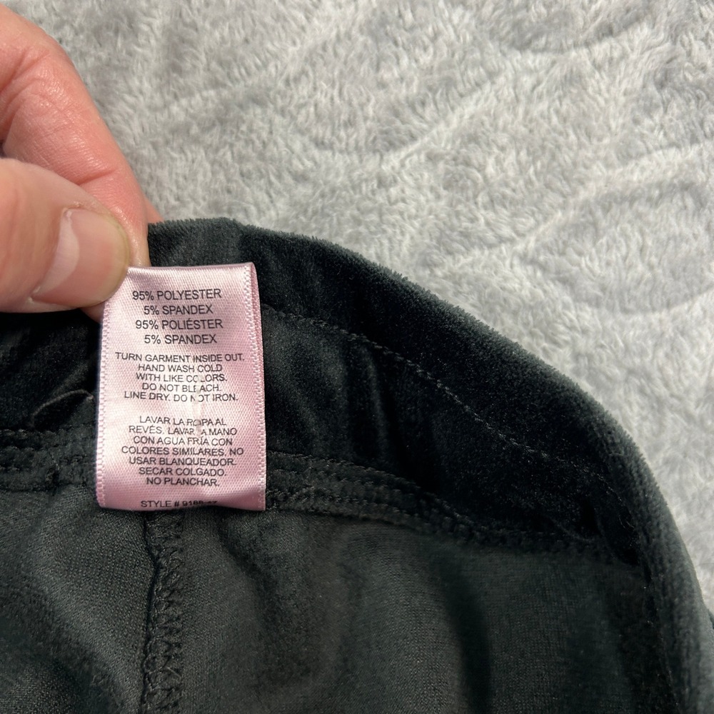 Juicy Couture Black Velour Lounge Pants Rhinestone Logo Sleepwear Womens Large - Picture 6 of 10